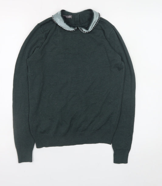 Laura Ashley Women's Green UK 8 Jumper with Velvet Collar