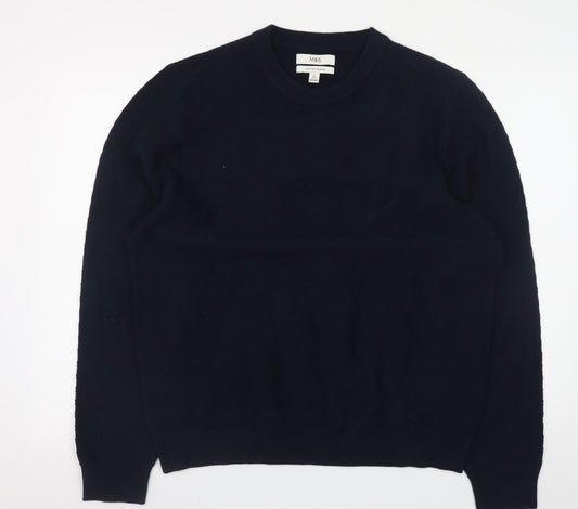 Marks and Spencer Men’s Blue Cotton Blend Crew Neck Jumper L