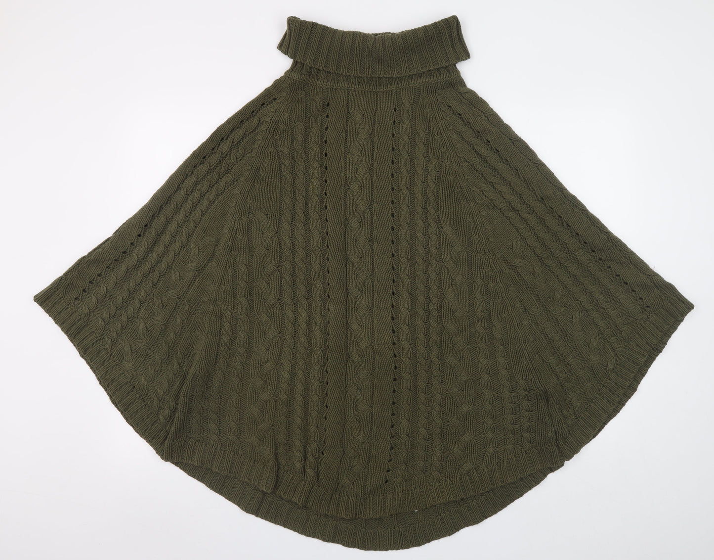 Next Women’s Green Cable Knit Roll Neck Cape XS