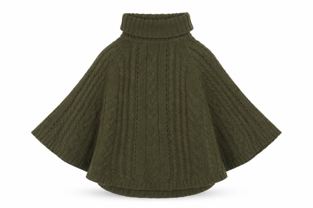 Next Women’s Green Cable Knit Roll Neck Cape XS