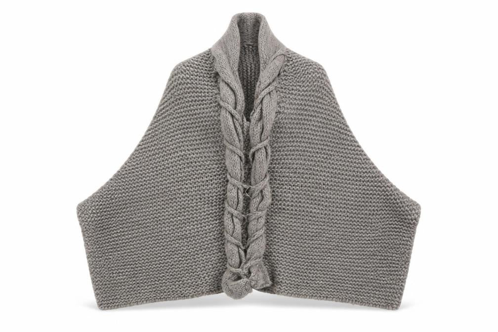 Mango Women Grey Chunky Knit Wool Acrylic Cape Jumper One Size