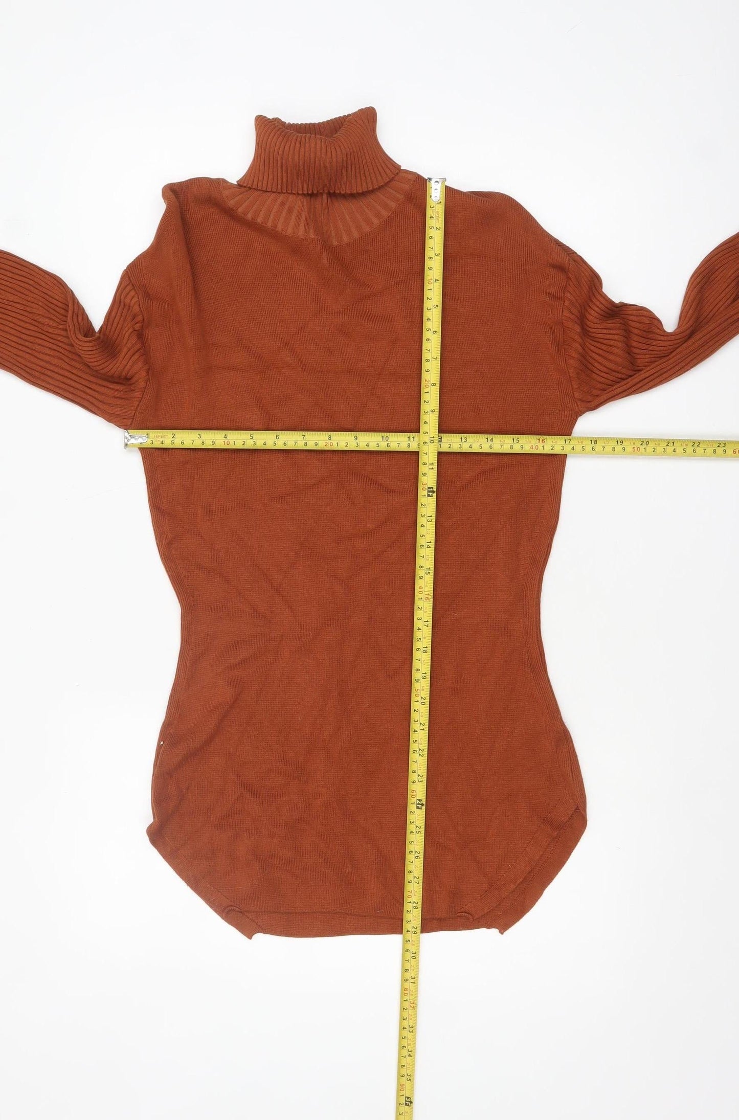 nu-in Women’s Brown Roll Neck Cotton Jumper Size S
