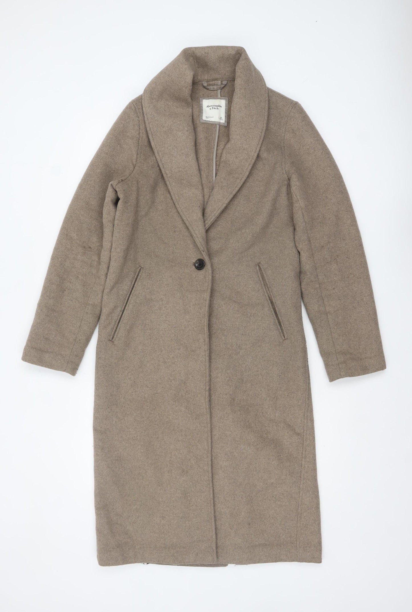 Abercrombie & Fitch Womens Beige Wool Long Overcoat XS