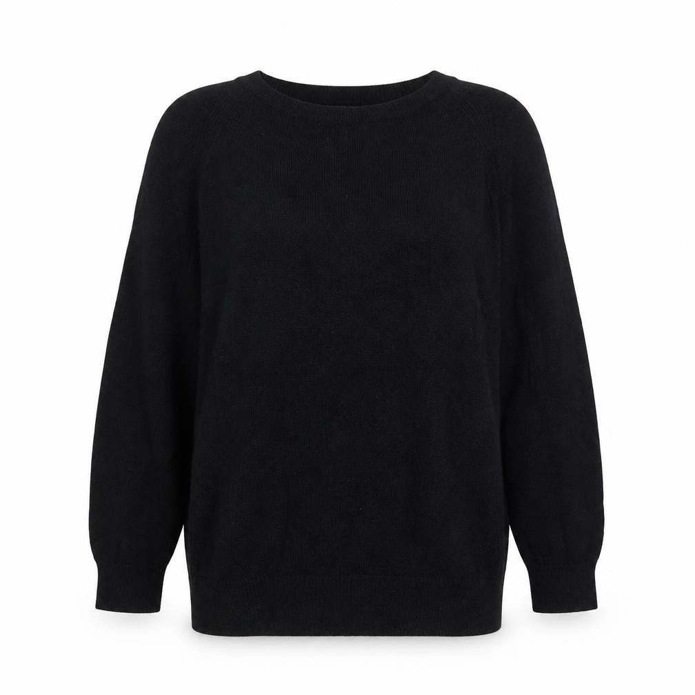 Mango Womens Black Cotton Crew Neck Pullover Jumper Size 12