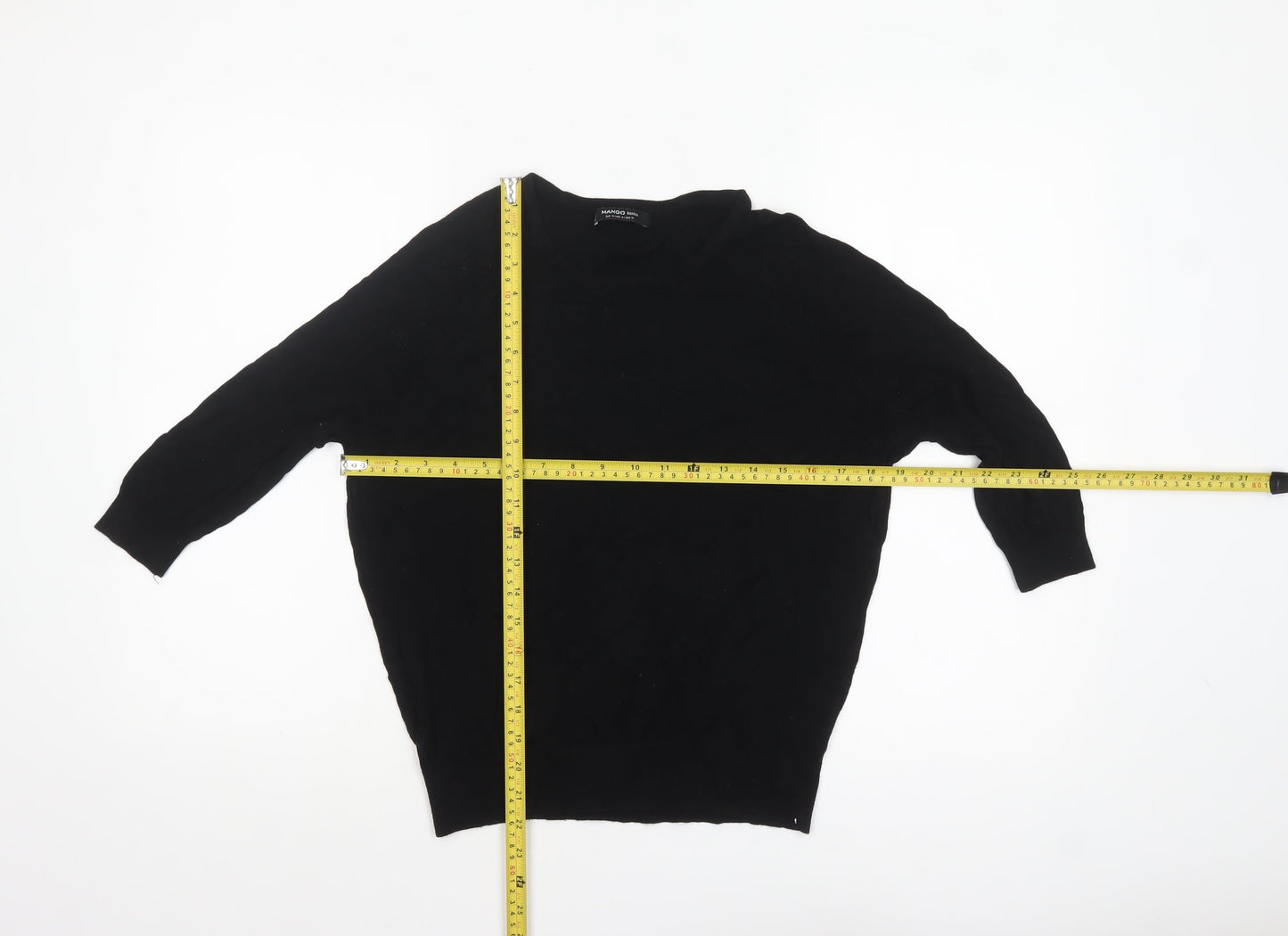Mango Womens Black Cotton Crew Neck Pullover Jumper Size 12