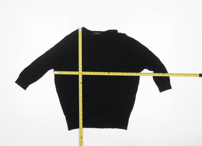 Mango Womens Black Cotton Crew Neck Pullover Jumper Size 12