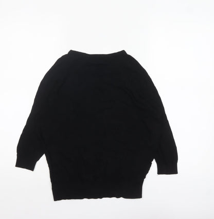 Mango Womens Black Cotton Crew Neck Pullover Jumper Size 12