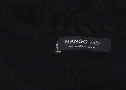 Mango Womens Black Cotton Crew Neck Pullover Jumper Size 12