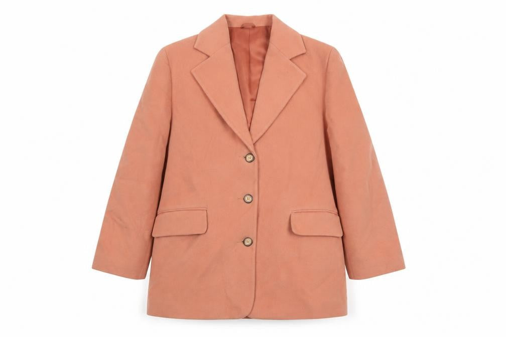 Next Womens Beige Wool Blend Blazer UK 14 Single-Breasted Jacket