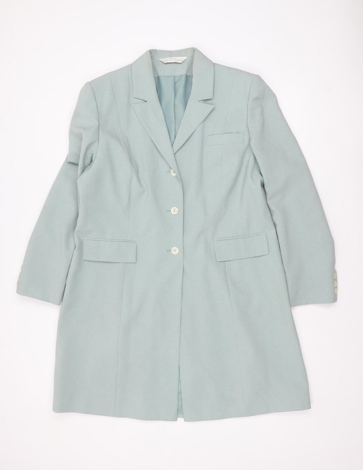 Modern Classics Women’s Green Long Buttoned Overcoat Size 18