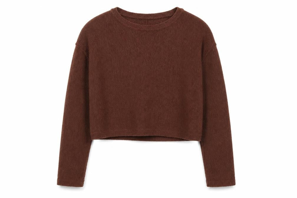 Zara Women Brown Knit Crew Neck Long Sleeve Pullover Jumper M