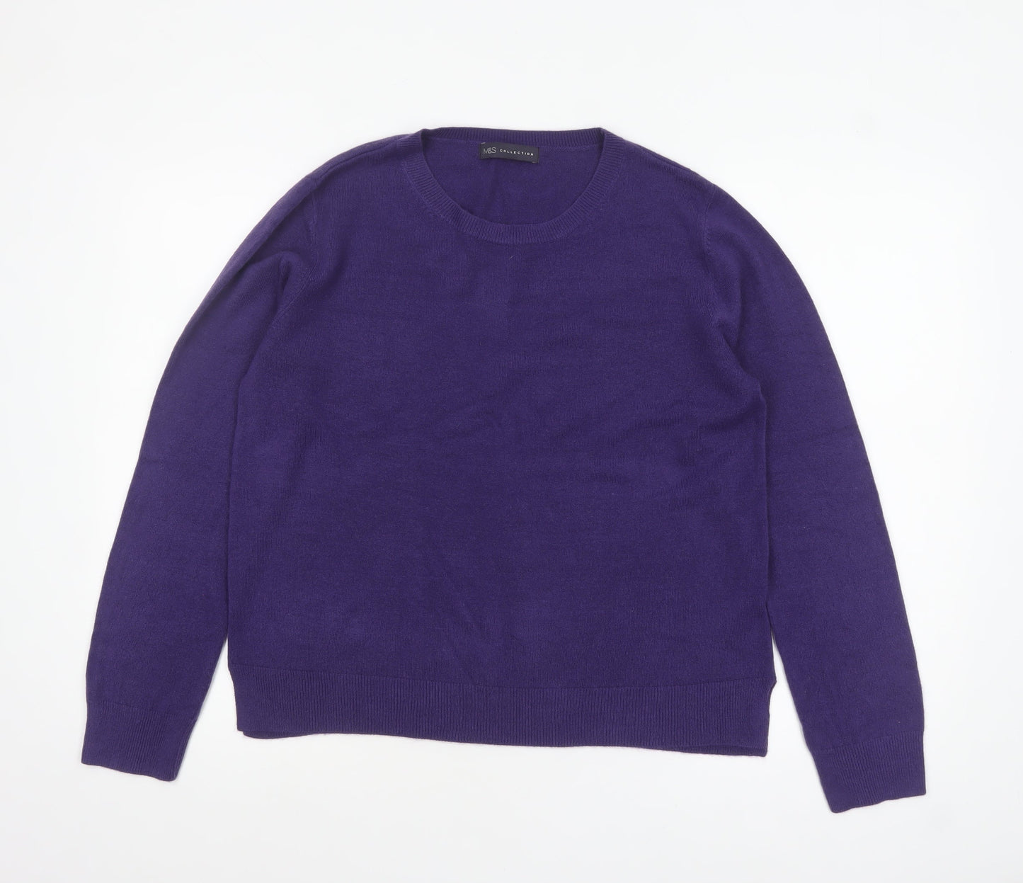 Marks and Spencer Women’s Purple Acrylic Crew Neck Jumper Size 16