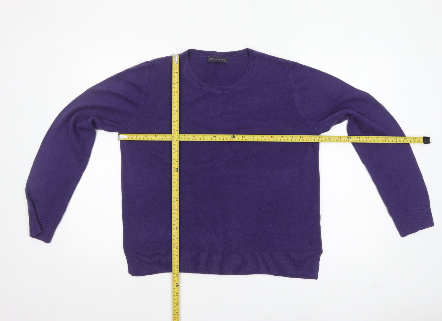 Marks and Spencer Women’s Purple Acrylic Crew Neck Jumper Size 16