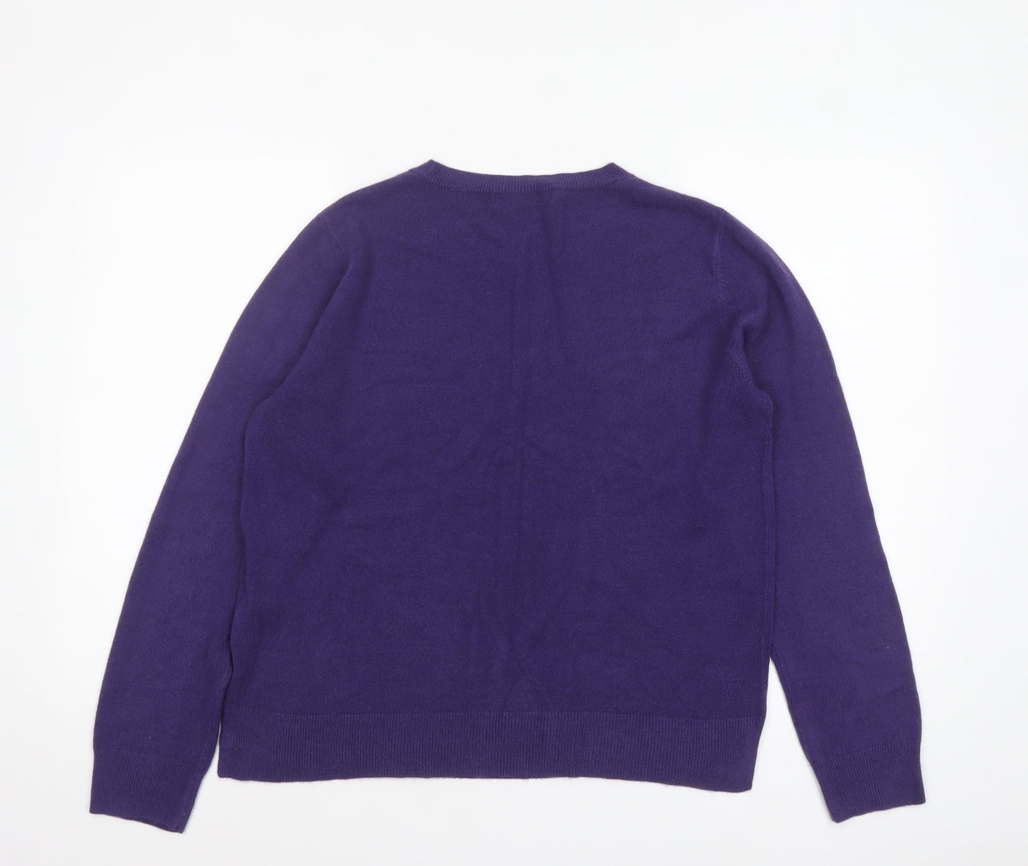 Marks and Spencer Women’s Purple Acrylic Crew Neck Jumper Size 16