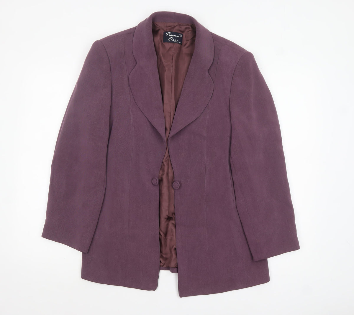 Personal Choice Women Purple Size 16 Classic Lined Single-Breasted Blazer