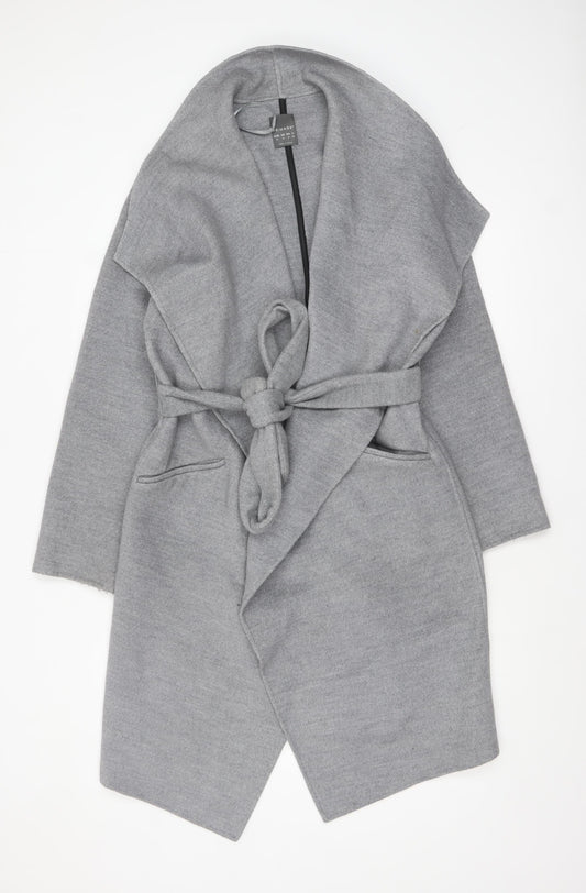 Primark Women's Grey Belted Mid-Length Overcoat Size 18