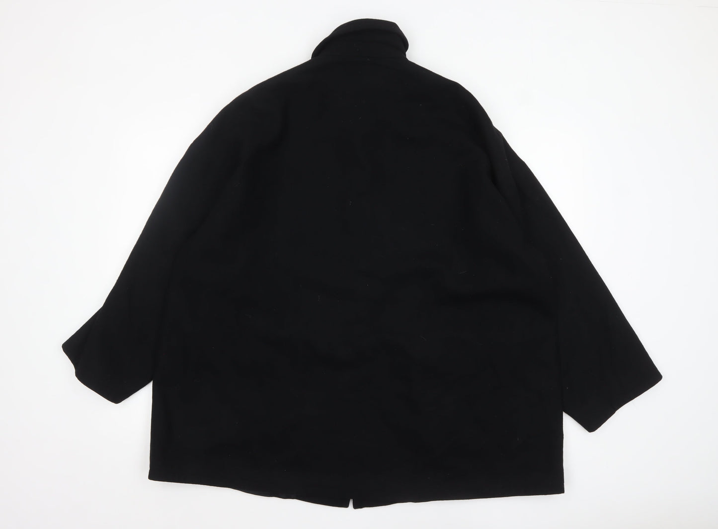 Wallis Women’s Black Wool Overcoat Size 14 Embroidered Classic Style