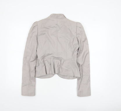 Close-up detail of French Connection Women’s Beige Tailored Shawl Blazer, size UK 8