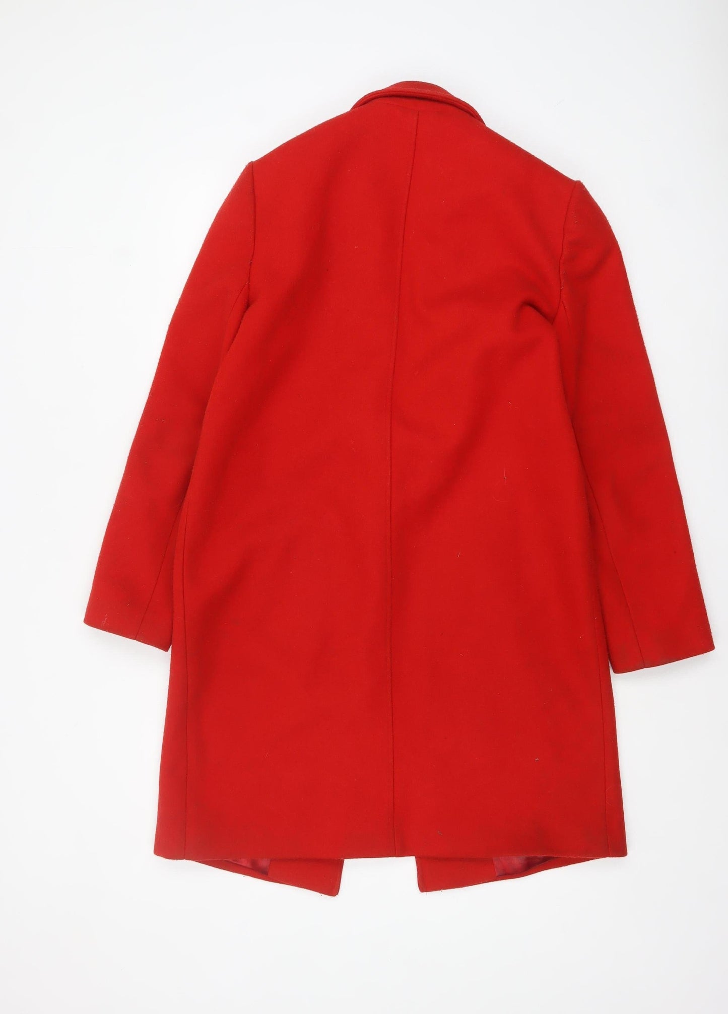 Miss Selfridge Womens Red Wool Blend Long Overcoat Size 10
