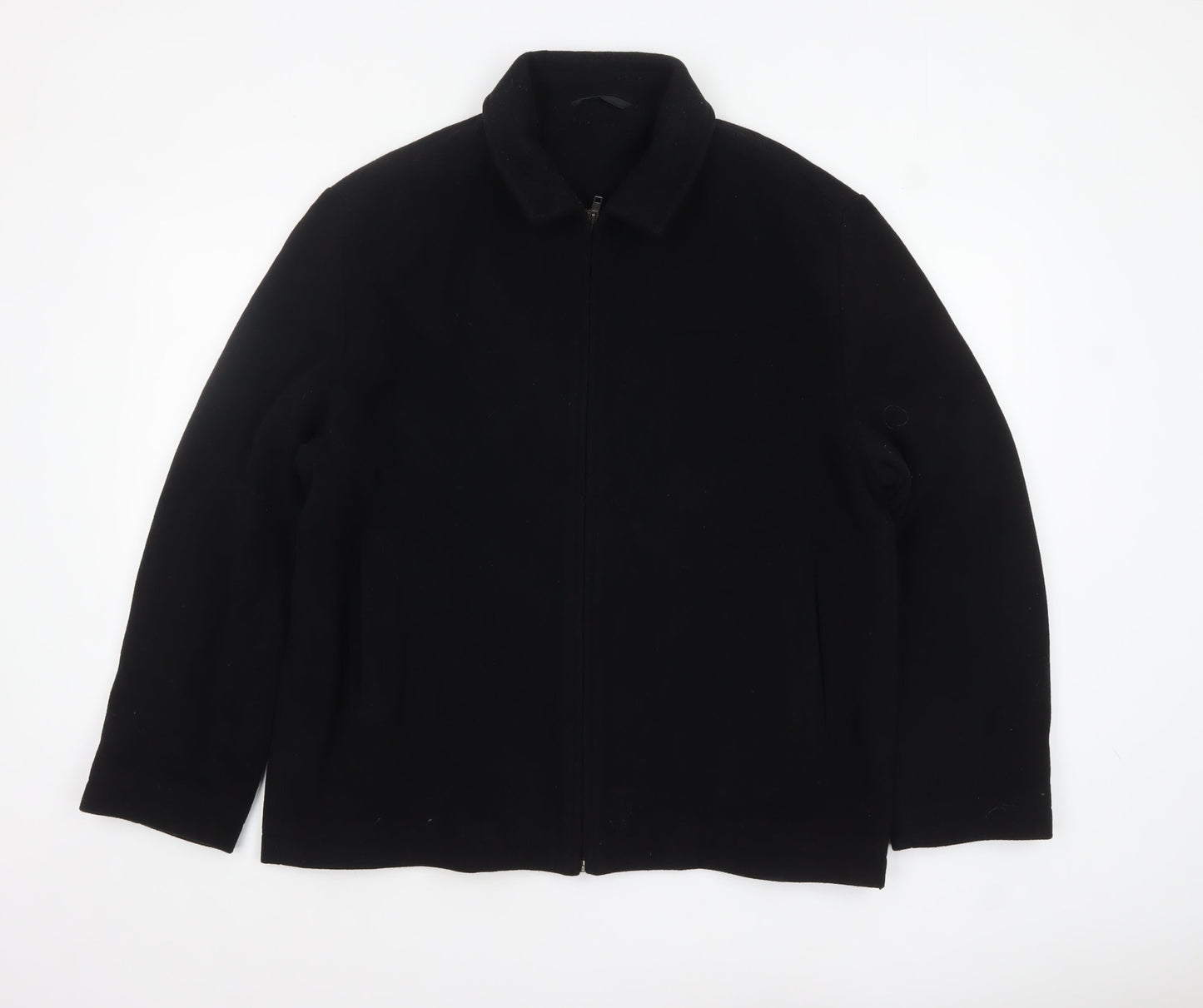 Bakerstreet Men's Black Wool Blend Mid-Length Zip Jacket L