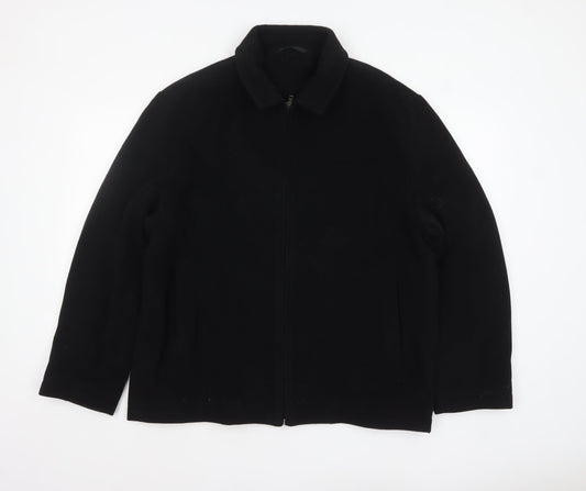 Bakerstreet Men's Black Wool Blend Mid-Length Zip Jacket L