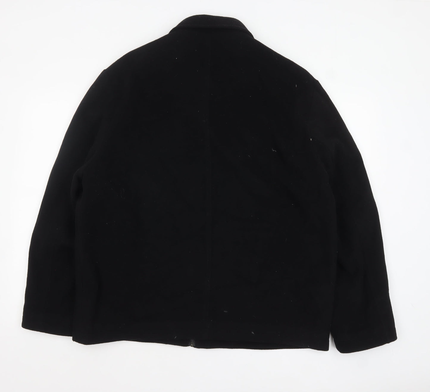 Bakerstreet Men's Black Wool Blend Mid-Length Zip Jacket L