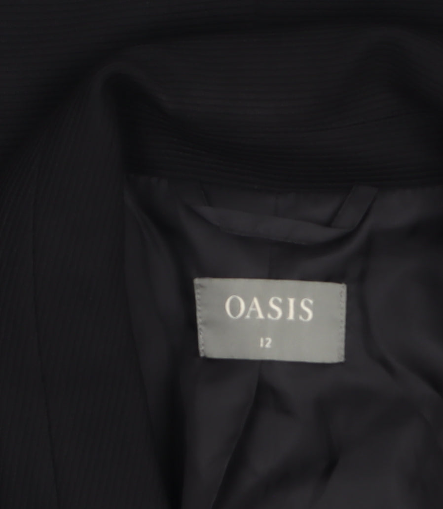 Oasis Women Black Size 12 Single-Breasted Notch Lapel Blazer