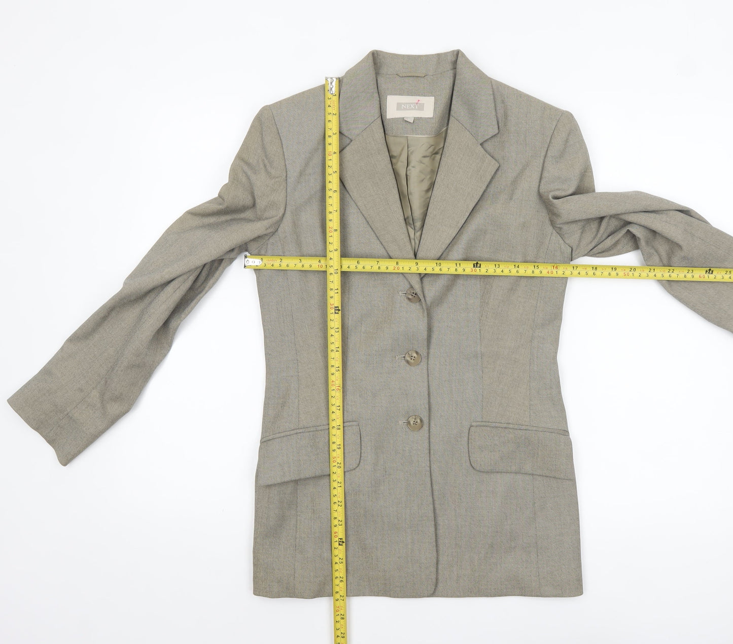 Next Women's Grey Single-Breasted Blazer Jacket Size 8 Classic Fit