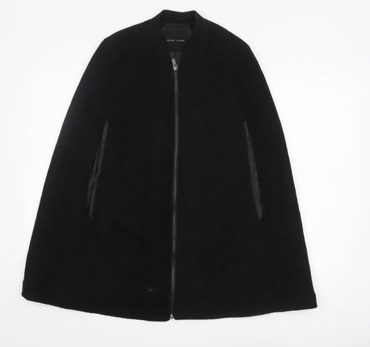 New Look Womens Black Wool Blend Cape Jacket Size 8