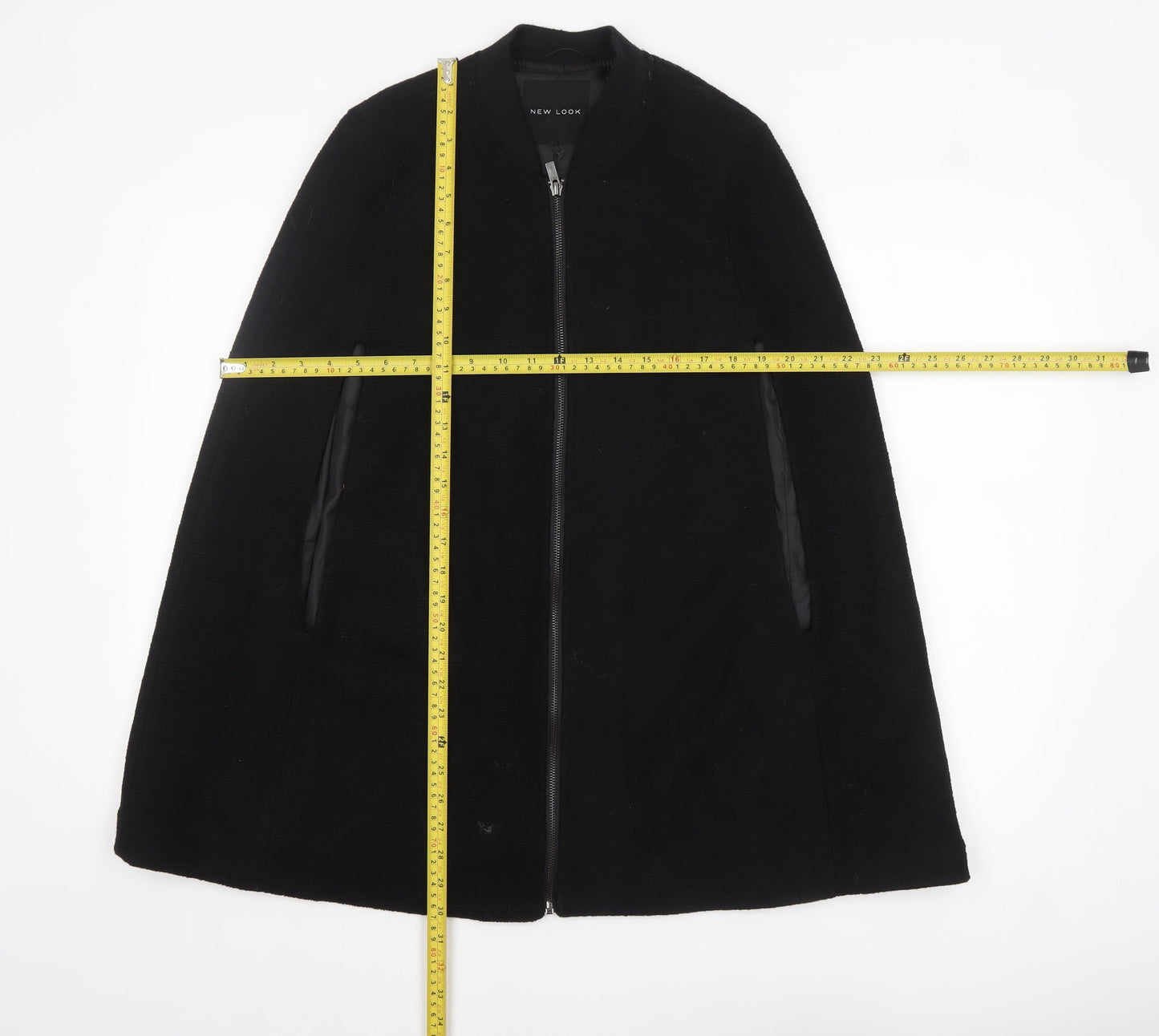 New Look Womens Black Wool Blend Cape Jacket Size 8