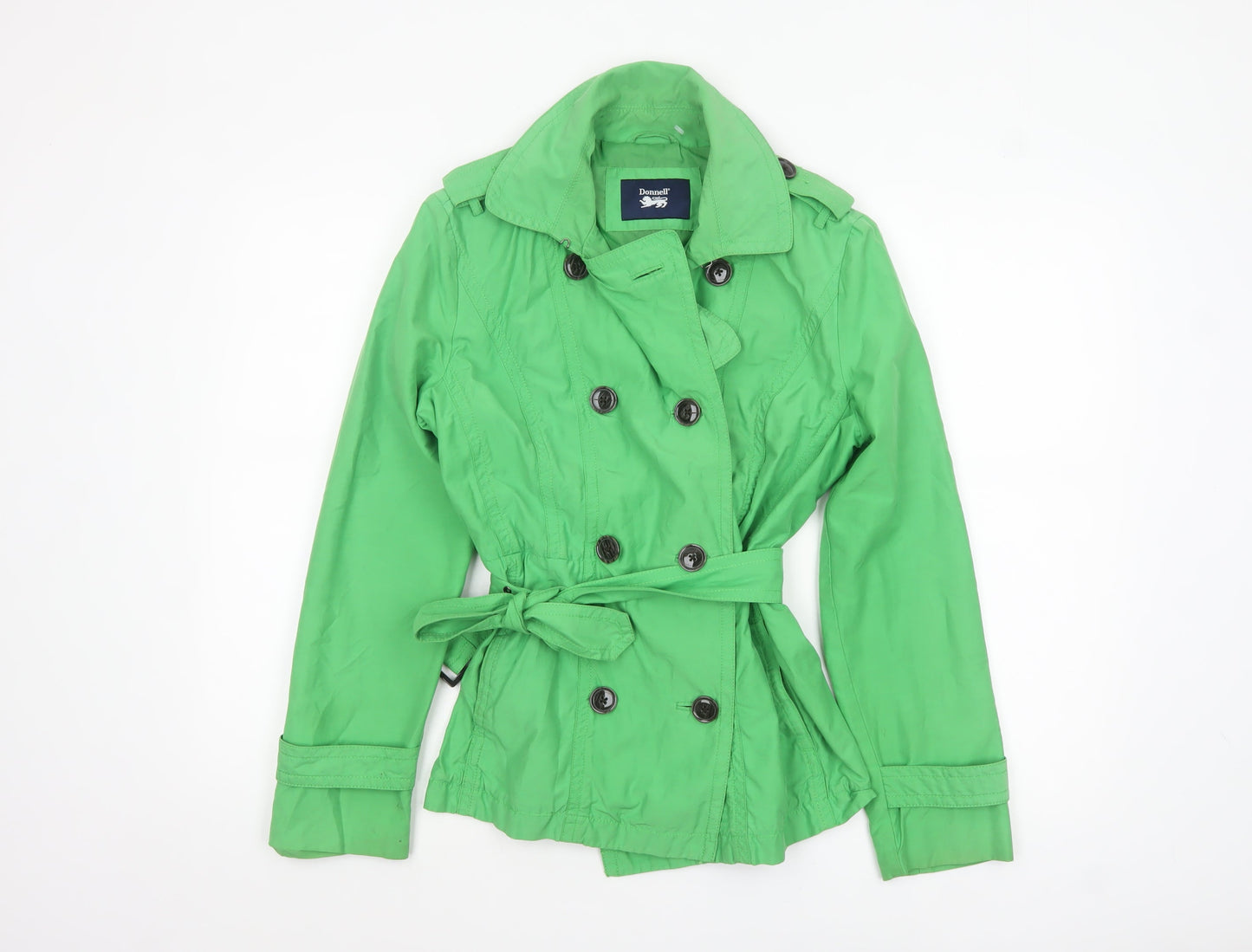 Donnell Women’s Green Trench Coat Belted Size 12 Classic Style