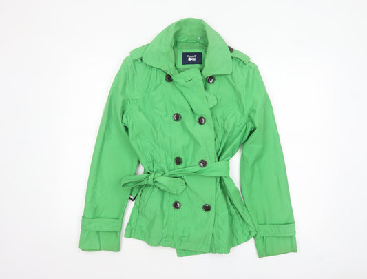 Donnell Women’s Green Trench Coat Belted Size 12 Classic Style