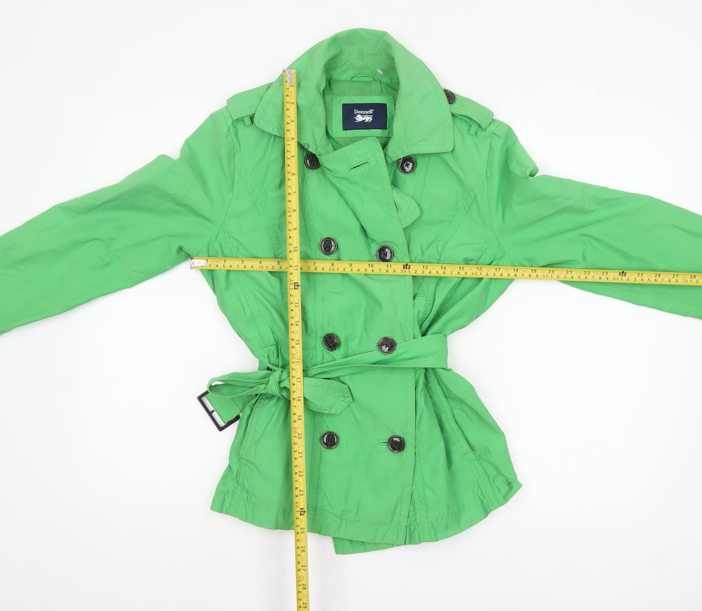 Donnell Women’s Green Trench Coat Belted Size 12 Classic Style