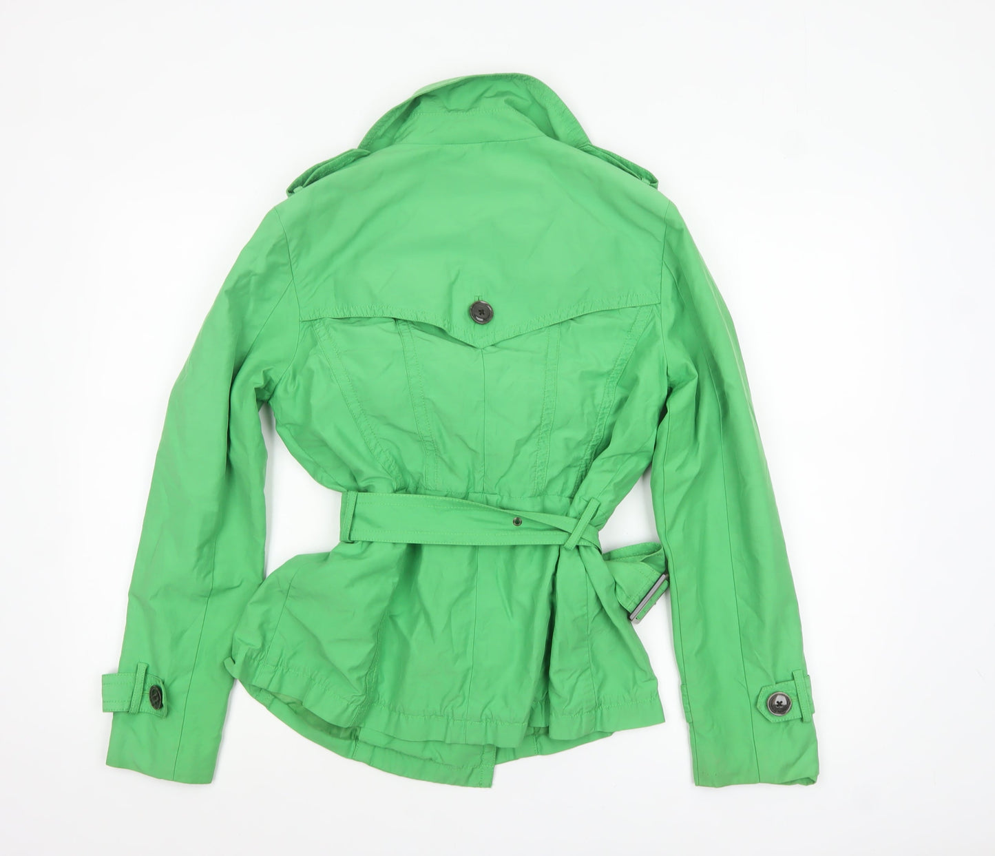 Donnell Women’s Green Trench Coat Belted Size 12 Classic Style