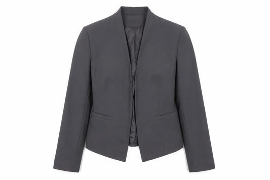 Marks & Spencer Women Grey Tailored No Collar Blazer Size 12
