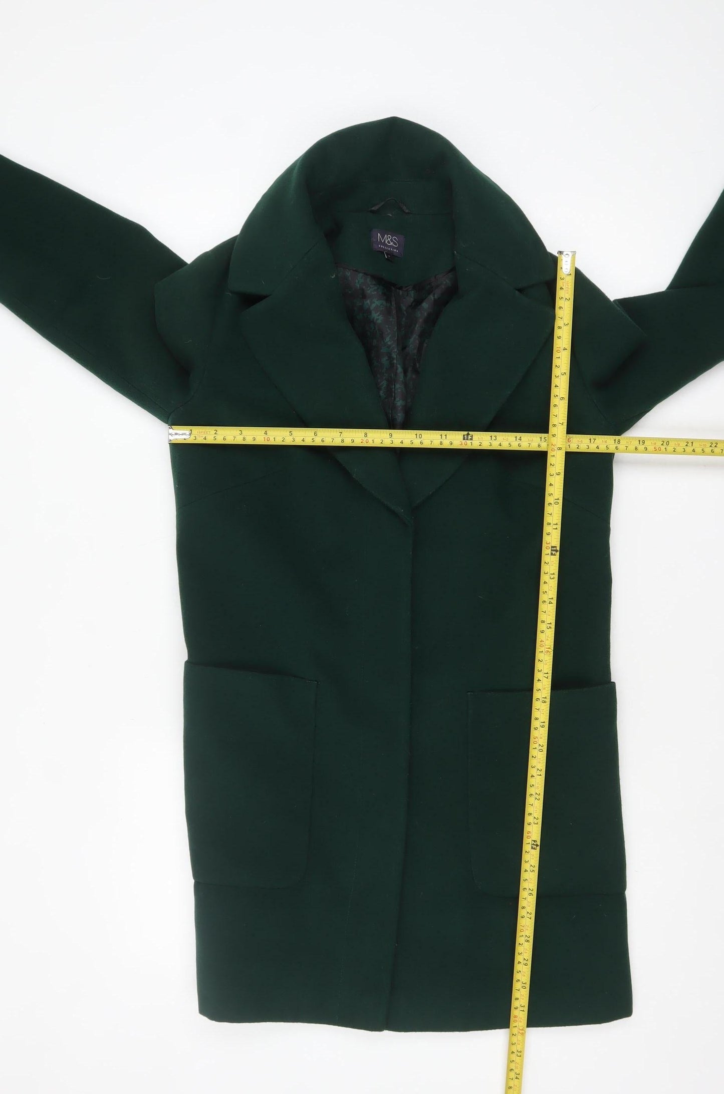 Marks and Spencer Women Green Size 8 Mid-Length Overcoat