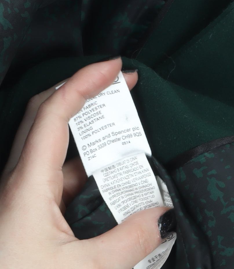 Marks and Spencer Women Green Size 8 Mid-Length Overcoat
