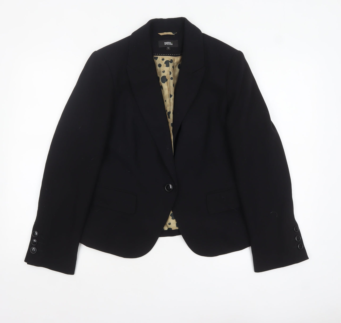 Marks & Spencer Women Black Size 14 Single-Breasted Blazer