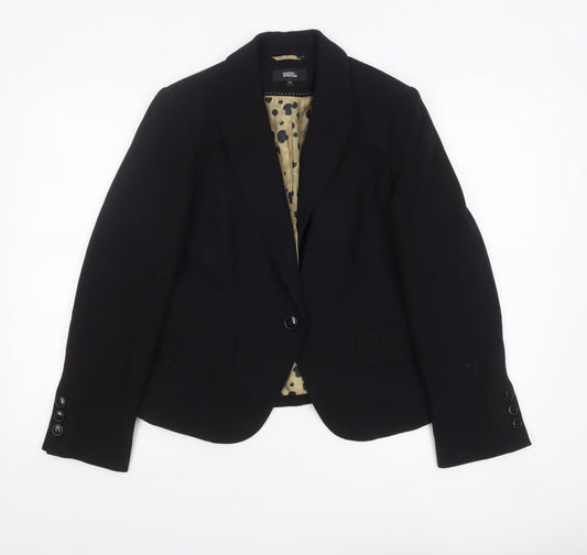 Marks & Spencer Women Black Size 14 Single-Breasted Blazer