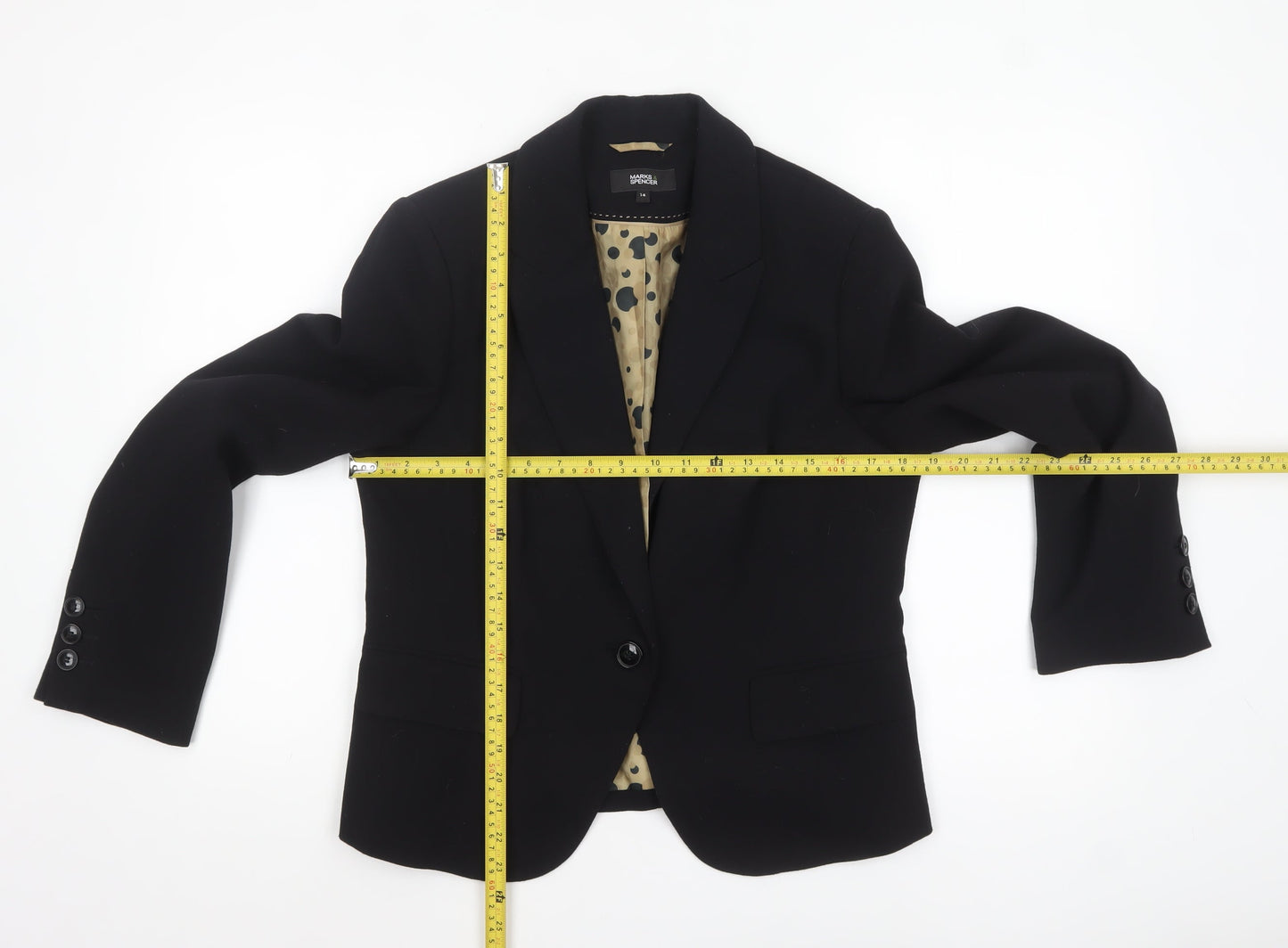 Marks & Spencer Women Black Size 14 Single-Breasted Blazer
