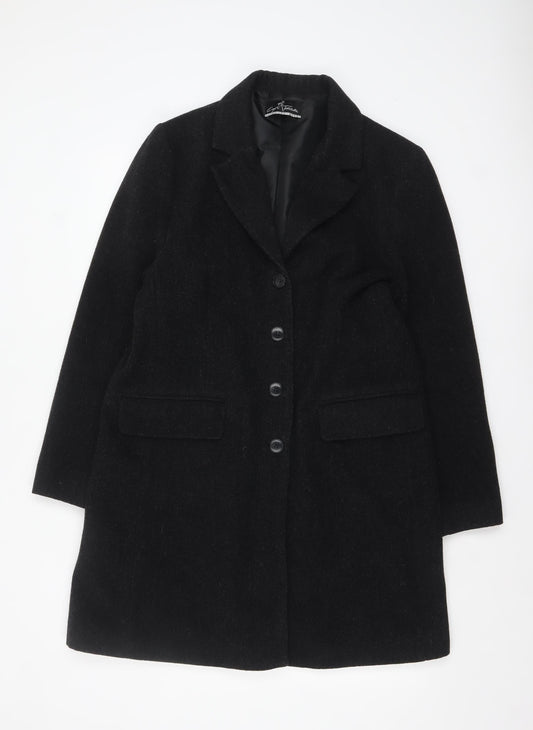Cafe Theatre Women's Black Wool Blend Mid-Length Overcoat Size 12