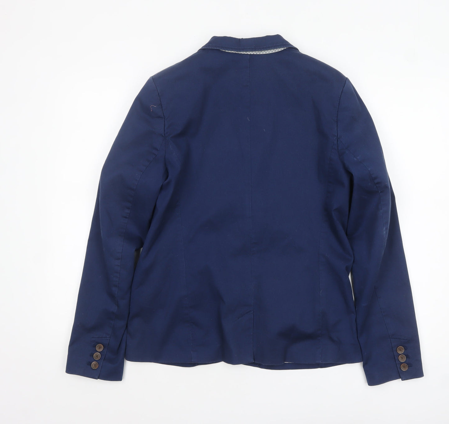 H&M L.O.G.G. Women Blue Cotton Single-Breasted Blazer UK 14