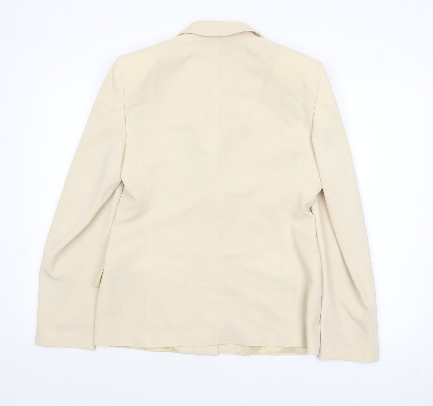 Hugo Boss Womens Beige Wool Blend Single-Breasted Blazer Size 14