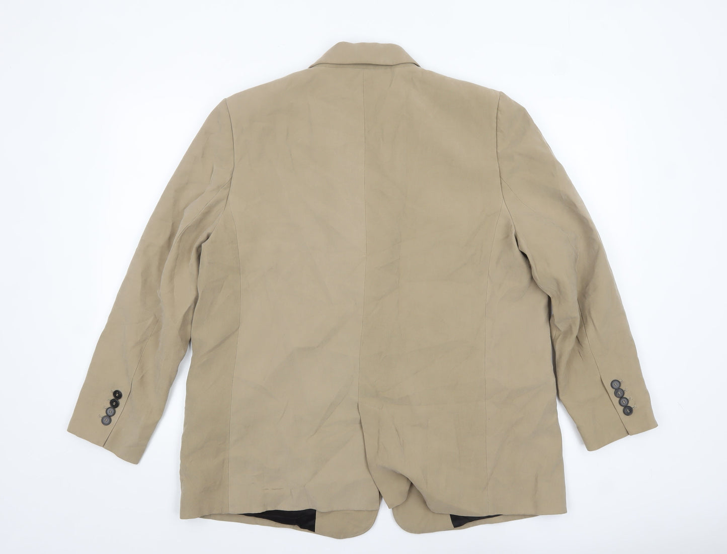 Zara Women Beige Single-Breasted Blazer Jacket XL Viscose Blend