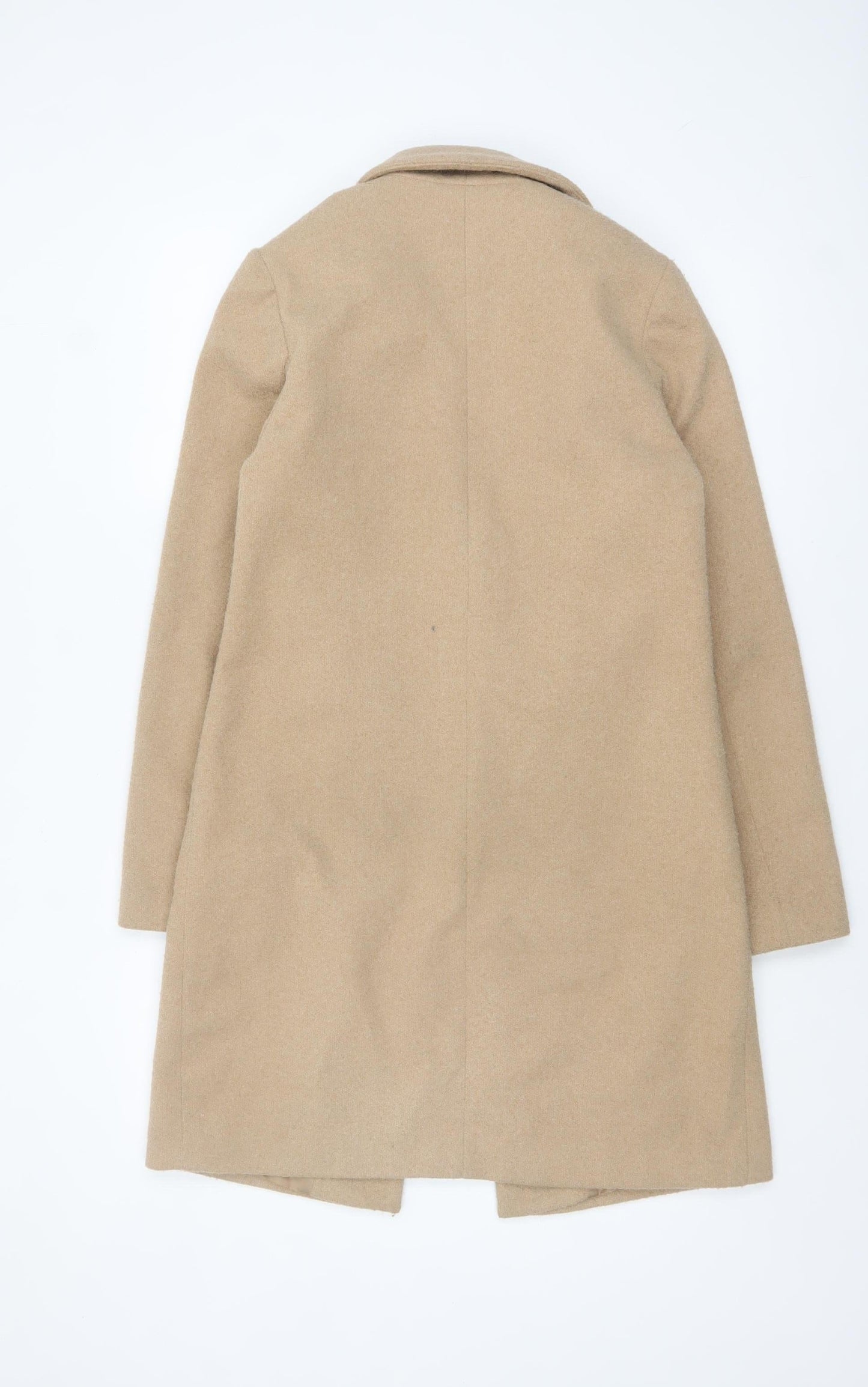 New Look Women's Beige Wool Blend Mid-Length Overcoat UK 6