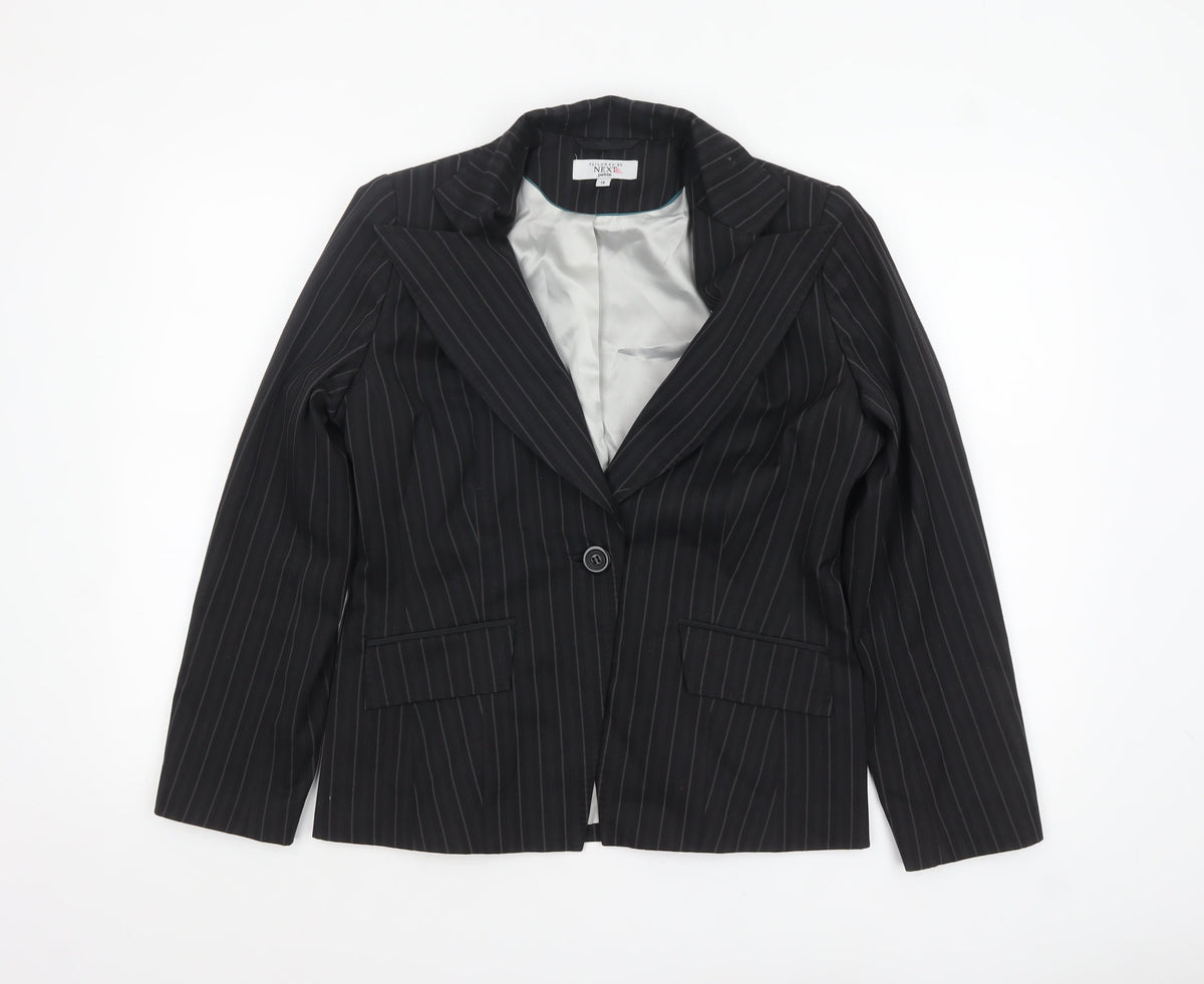 Next Petite Black Pinstripe Tailored Blazer Womens Size 14