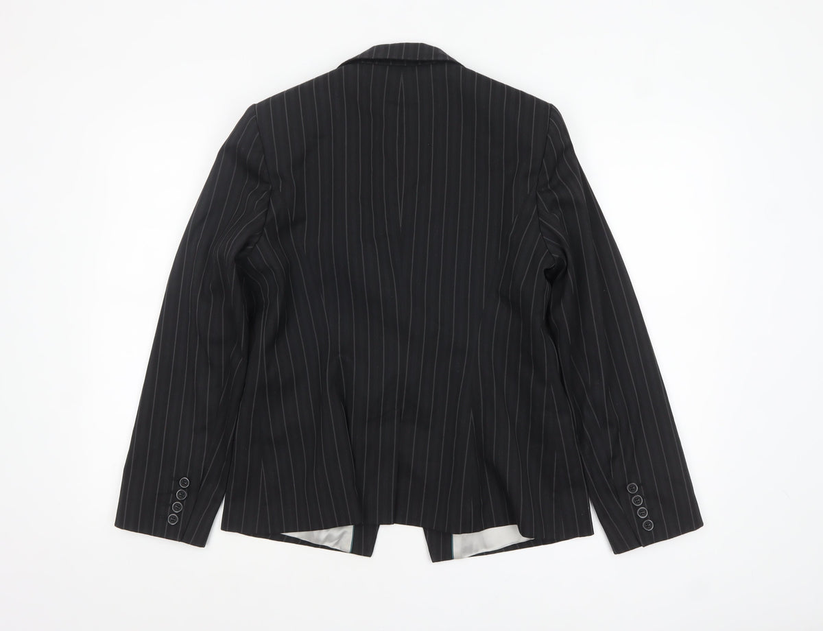 Next Petite Black Pinstripe Tailored Blazer Womens Size 14