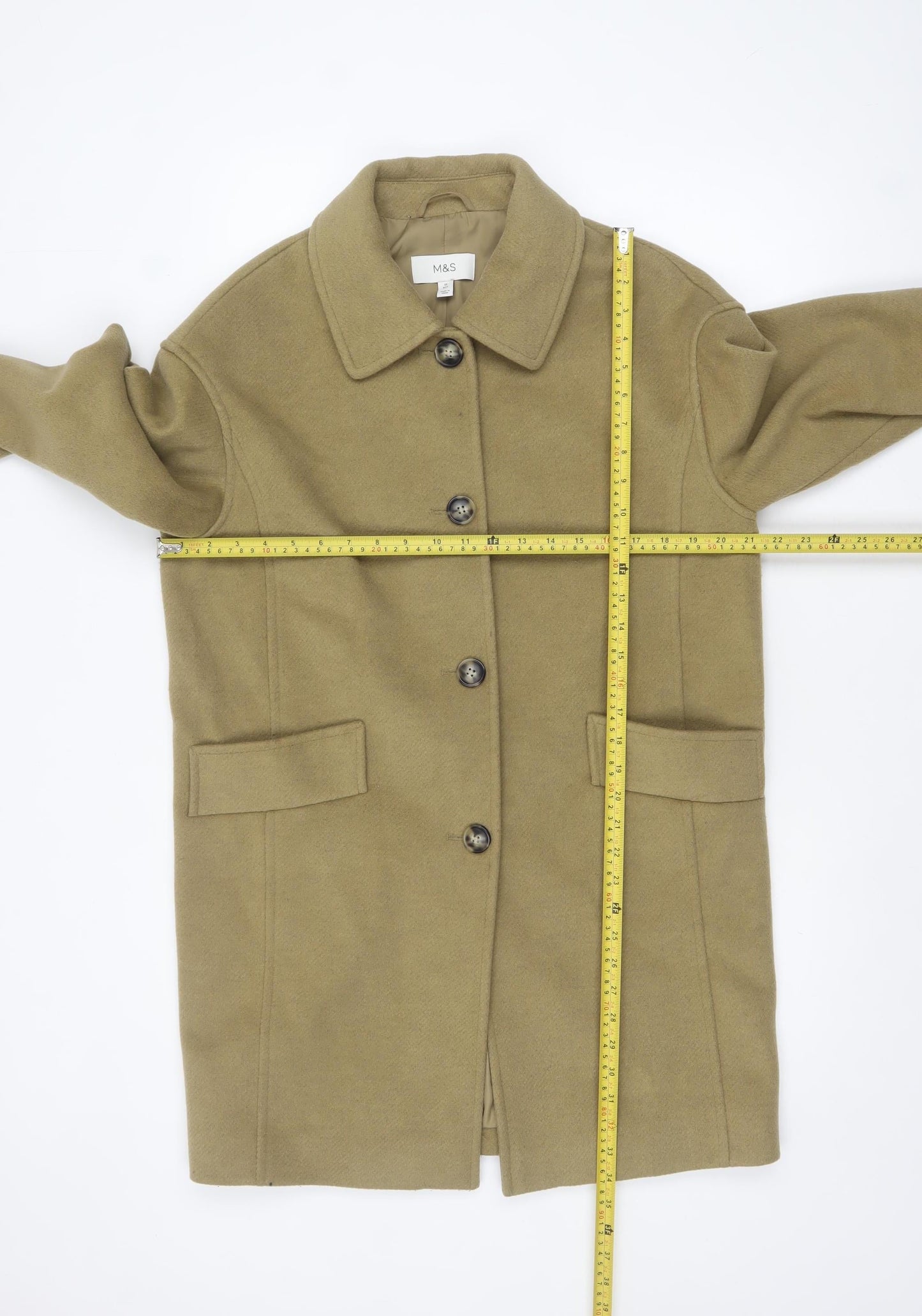 Marks and Spencer Womens Beige Regular Fit Overcoat Size 10