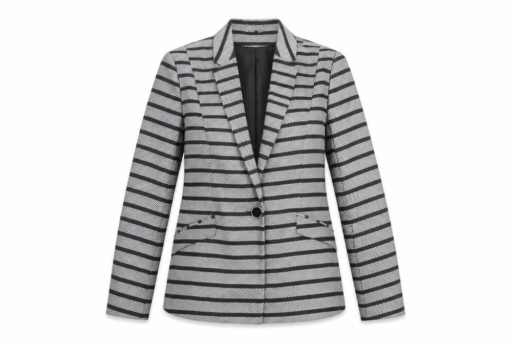 Oasis Women's Black & White Striped Blazer UK 8 Single-Breasted