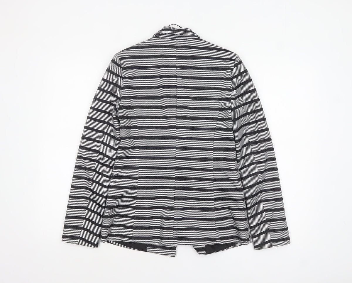 Oasis Women's Black & White Striped Blazer UK 8 Single-Breasted